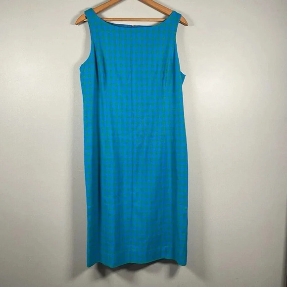 J.Crew Sheath Dress in Colorful Deep Blues Gingham Size 10 Preppy ($198) Classic - Picture 2 of 16
